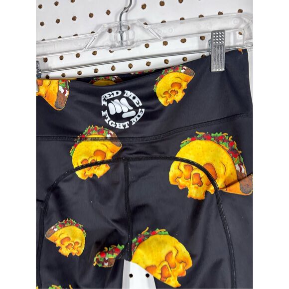 Feed Me Fight Me taco skulls capri leggings size S - Picture 6 of 7